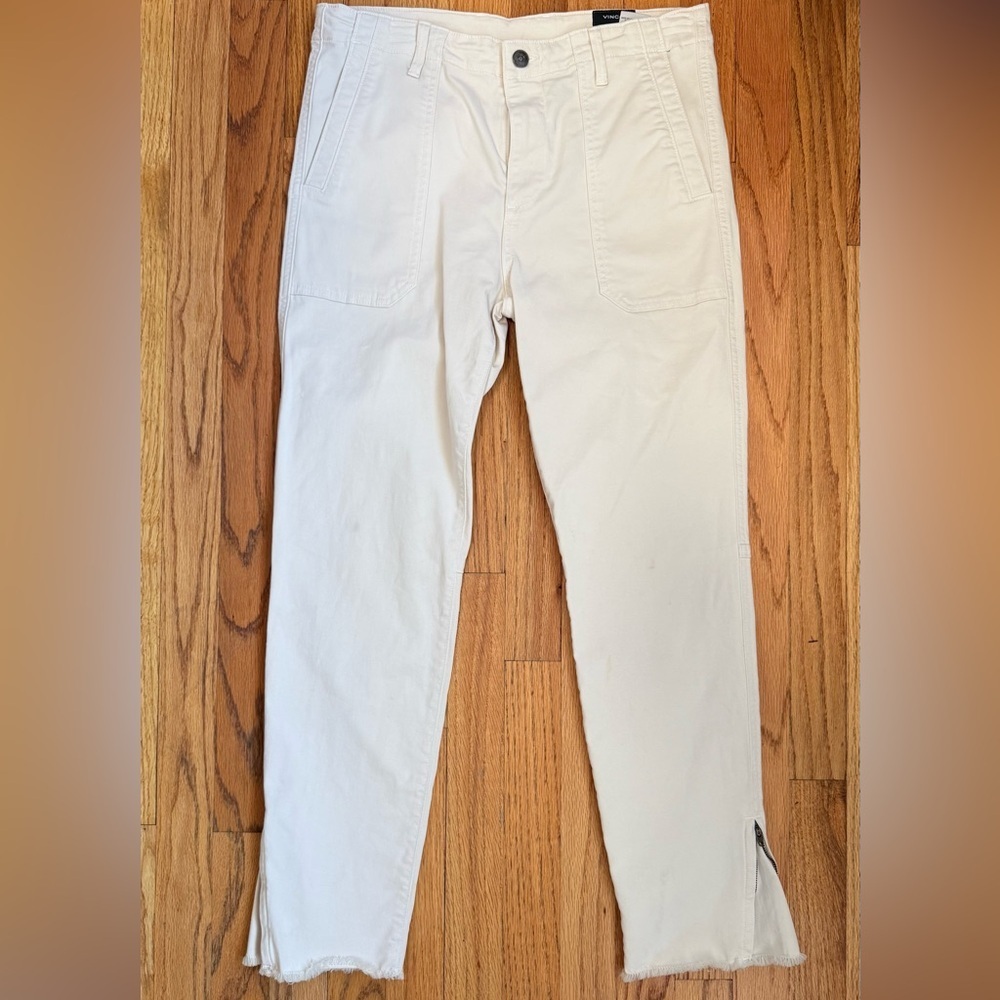 Vince Women’s High Waisted Ivory Cotton blend Pants 7/8  size 31